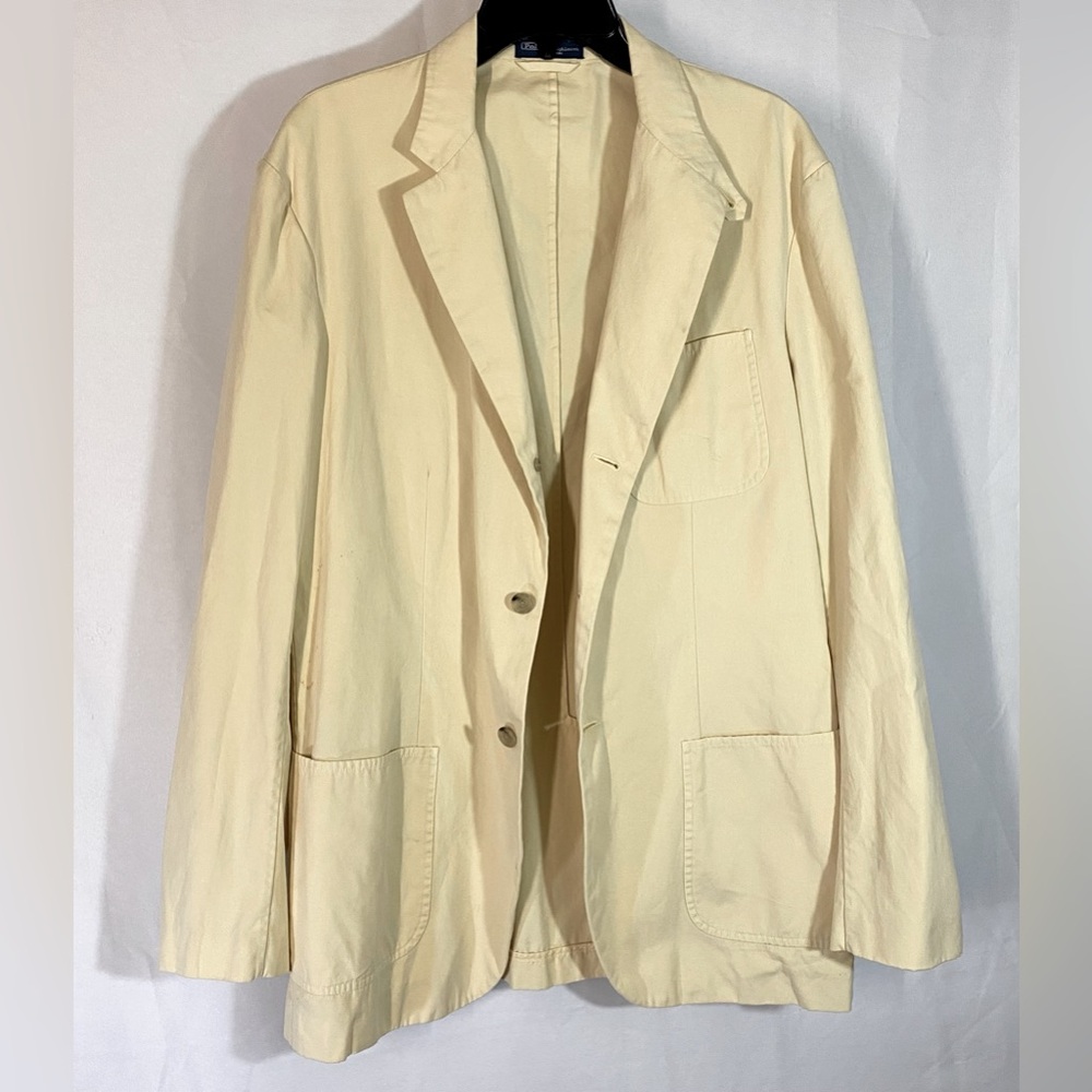 Vintage Polo Ralph Lauren Men’s Large Cotton Blazer Buttery Yellow Chore Jacket